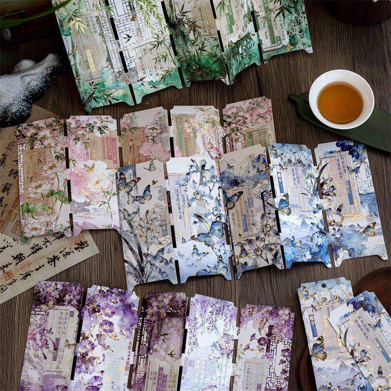 四时绘卷烫金屏风书签中国风水墨诗词花卉竹林阅读索引书页夹卡片,文具电教/文化用品/商务用品,书签,淘宝优惠券,粉丝福利购,淘宝优惠卷