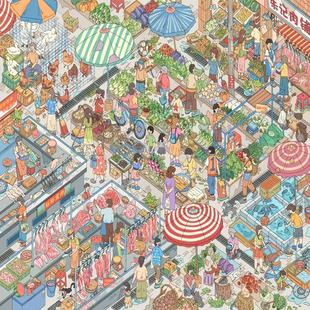 雀麦18.0出发菜市场系列大版造景贴纸微缩场景diy手工手账贴画