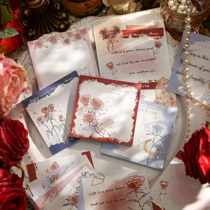 玫瑰之名便签本ins高颜值拼贴学生上班族用无粘性手帐装饰便签本,文具电教/文化用品/商务用品,便签本/便条纸/N次贴,淘宝优惠券,粉丝福利购,淘宝优惠卷