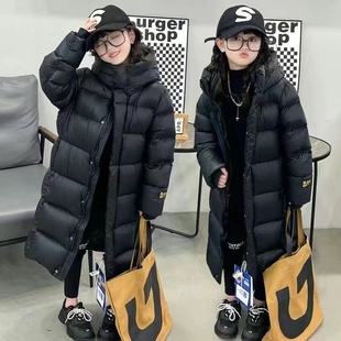 儿童羽绒服女童中长款冬季过膝长款男童冬装免洗白鸭绒加厚外套潮