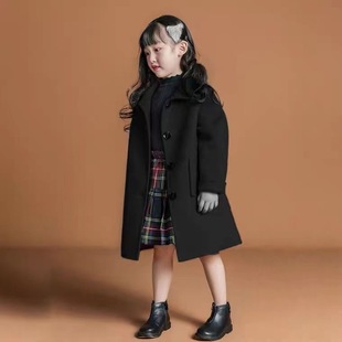 高端定制女童双面羊绒大衣外套男童呢子大衣中长款大童秋冬款风衣