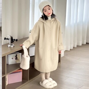 女童气质双面羊绒外套2025秋冬新款男童羊毛呢大衣中长款韩版童装