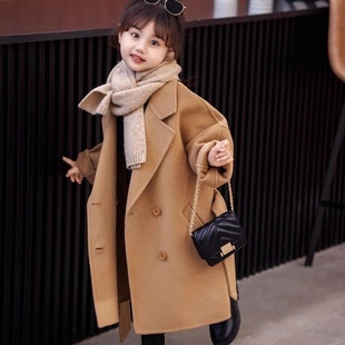 小童木 留洋千金风女童毛呢大衣冬季2025新款夹棉中大童呢子外套