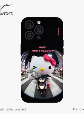 TWOM恶搞电车kitty猫适用iPhone17promax手机壳个性苹果16promax可爱卡通新款15甜酷少女心14不撞壳黑边ins风