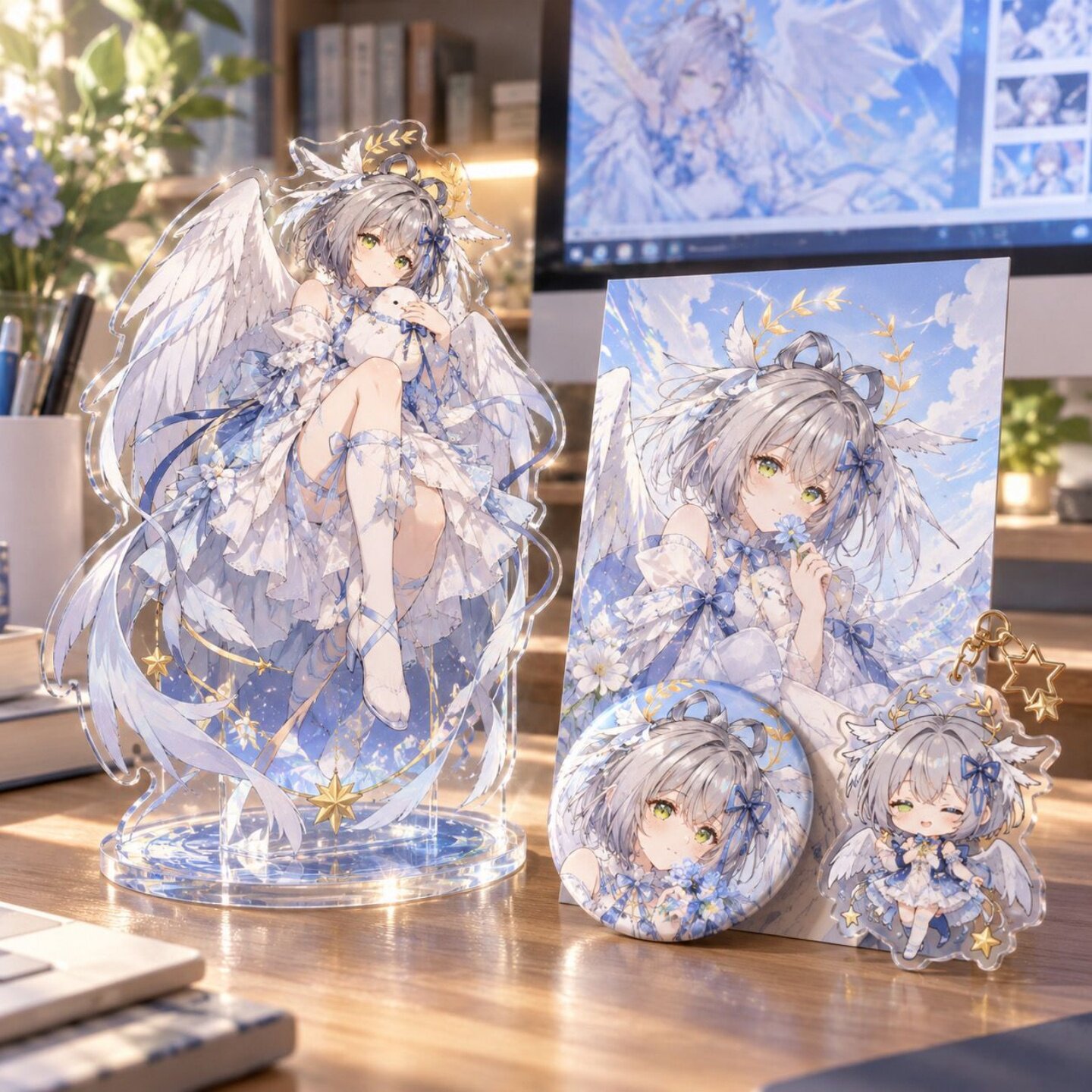 洛天依 二创同人谷周边亚克力立牌徽章明信片挂件痛包吧唧钥匙扣