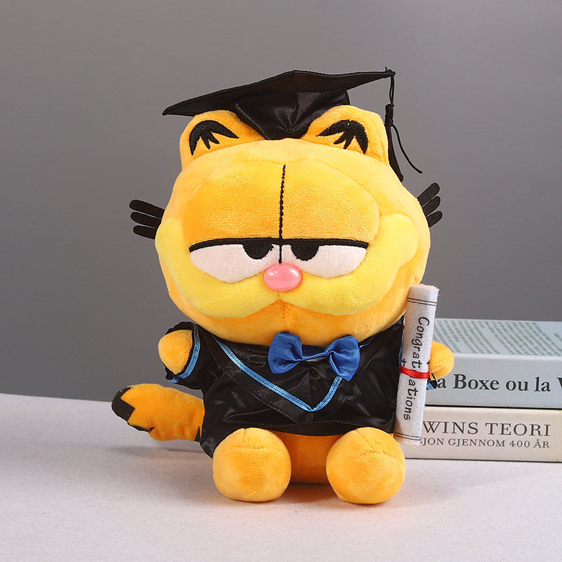 毕业袍公仔玩偶加菲猫宠物猫咪大中小学幼稚园畢業礼物定制印校章