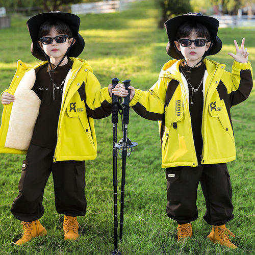 秋冬加绒加厚男童派克冲锋衣