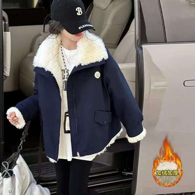 女童秋冬加绒加厚洋气派克服