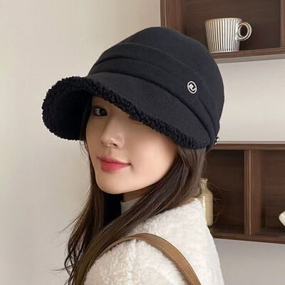 秋冬大沿尖顶帽高品质休闲帽子女式可挂面罩式渔夫帽露脸小脸盆