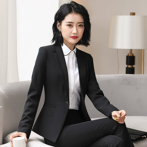 春秋冬修身显瘦面试销售职业套装