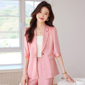 西装 高级感美容院工作服职业装 套装 春夏减龄白领正装 女中袖 松紧裤