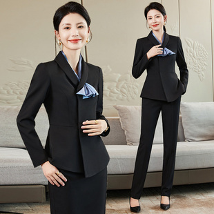 职业装女秋冬气质高级感大码西装套装美容师西服正装珠宝店工作服