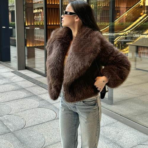 欧美风仿皮毛短款加厚保暖外套