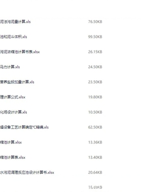 28个污泥相关计算表