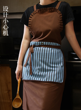 新款甜系花边少女围裙 可拆卸擦手巾防泼水厨房家用做饭工作服