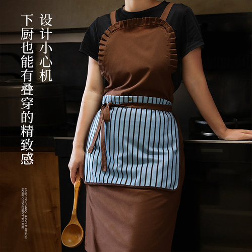 新款木耳边少女围裙防泼水