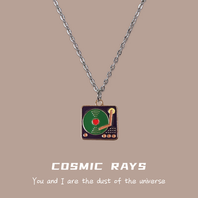 宇宙射线 复古唱片机项链个性潮流港风80年代小众设计长款毛衣链