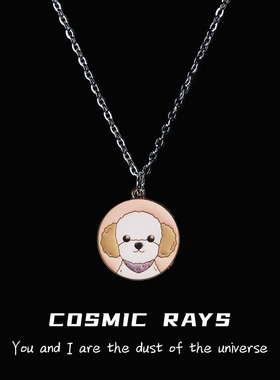 宇宙射线  泰迪可可爱爱圆牌项链简约卡通女卫衣链送礼物闺蜜室友
