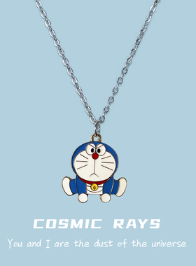 个性款哆啦A梦卡通项链女甜酷风合金十字链小众设计感创意挂饰ins
