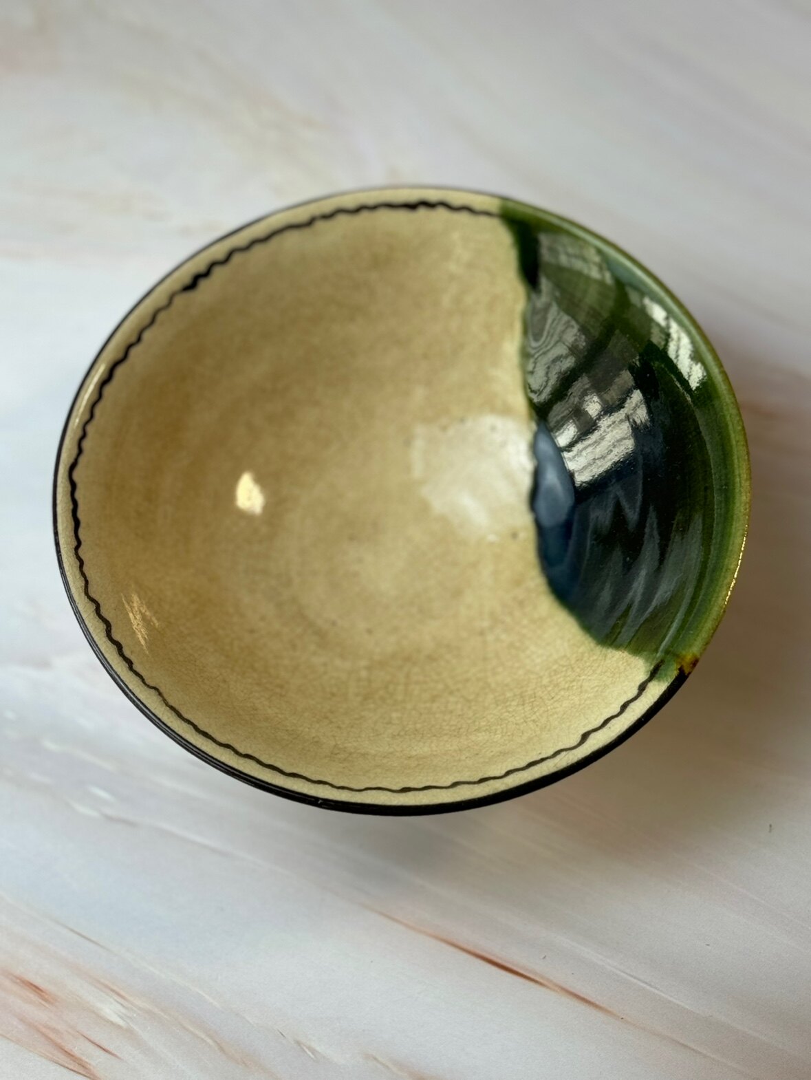 日产 老织部烧 绿釉 粗陶 抹茶 平茶碗 杯洗 笔洗 汤碗 茶具 斗笠