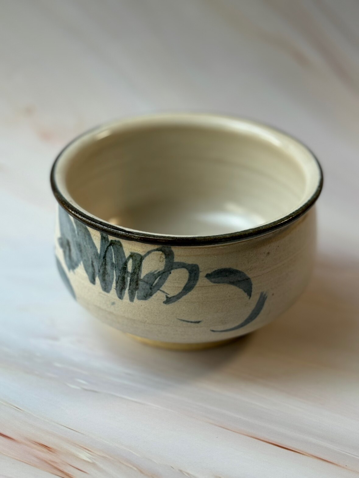 日本原产 手绘青花 柴烧 建水 笔洗 杯洗 古朴风 茶具 功夫茶用具