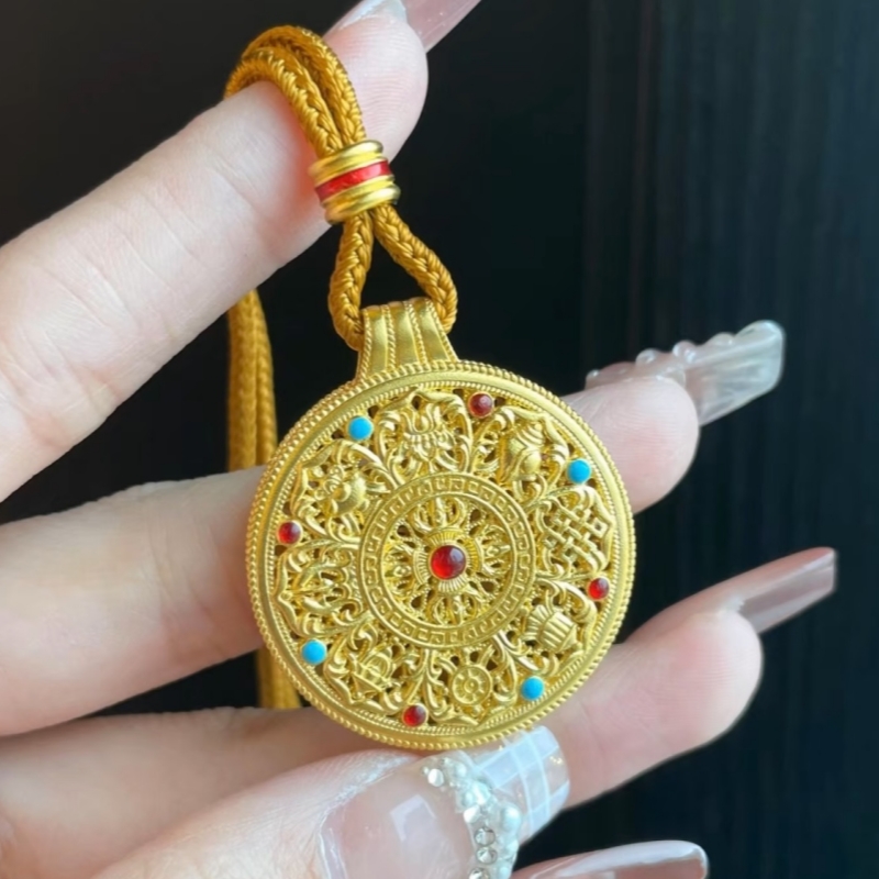 水贝黄金八宝罗盘金包银吊坠女