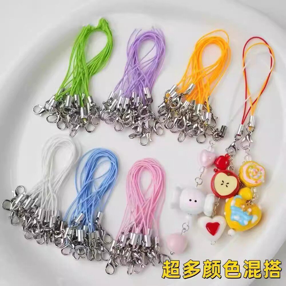 6.5cm手串龙虾扣手机绳diy饰品配件手机挂绳黑色小细绳彩色绳挂扣