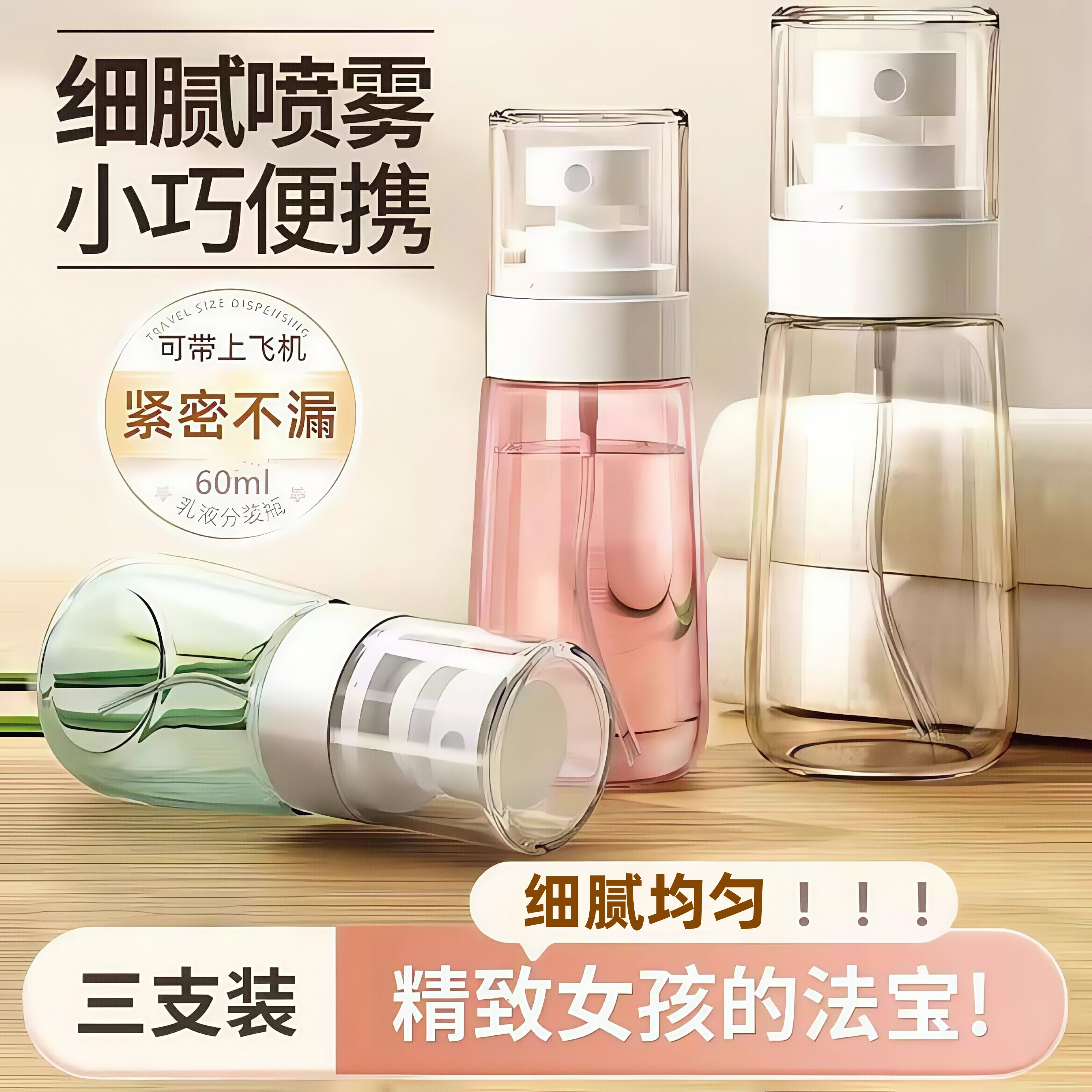 纳米喷雾瓶补水喷脸旅行喷瓶按压酒精消毒小喷壶美容喷雾机蒸脸器