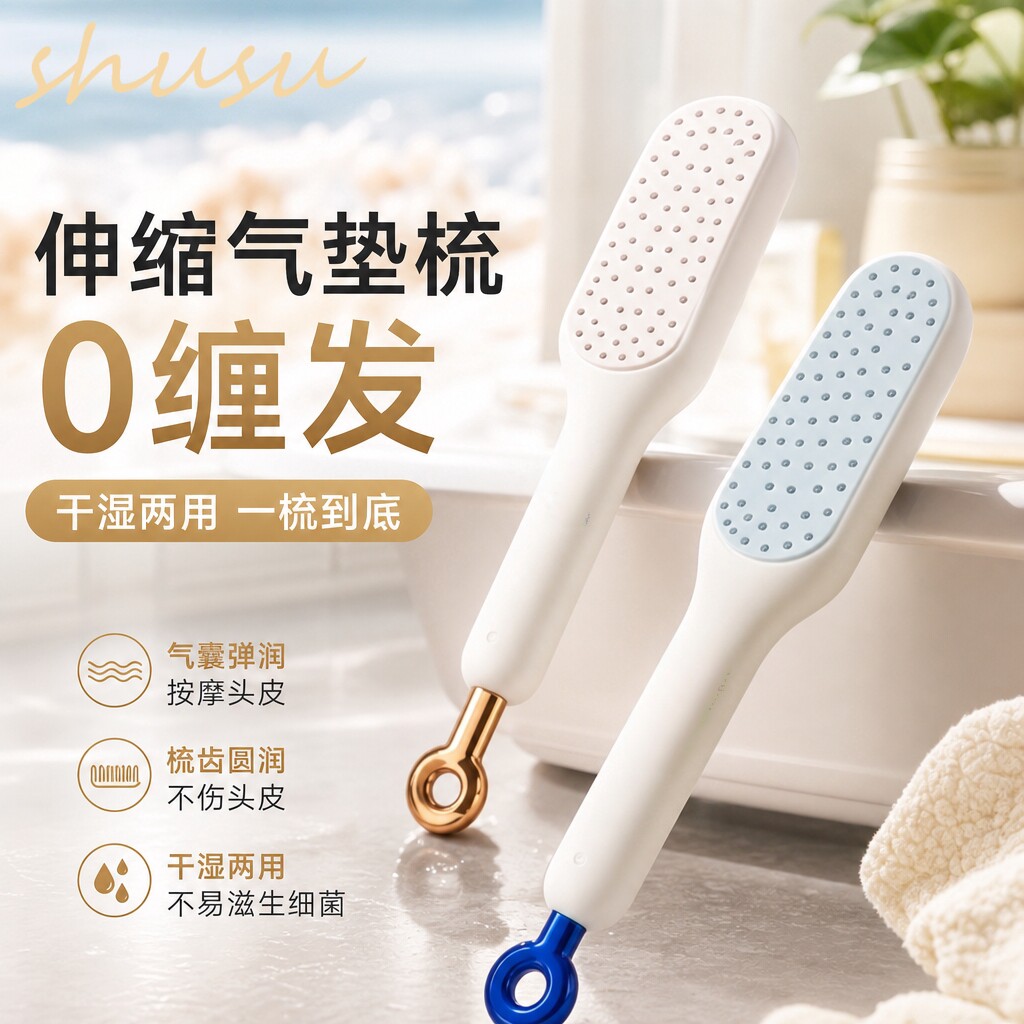 伸缩梳子气垫梳女士专用升级