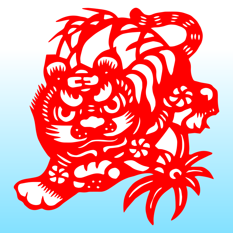 生肖虎年福字剪纸窗花福禄寿喜财中国传统新年春节日玻璃墙贴装饰