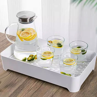 日本双层茶盘家用沥水托盘茶杯客厅茶几长方形水杯茶具杯子置物架