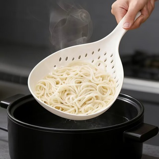 日本大号耐高温漏勺家用厨房食品级过滤网漏勺捞面条水饺汤圆笊篱