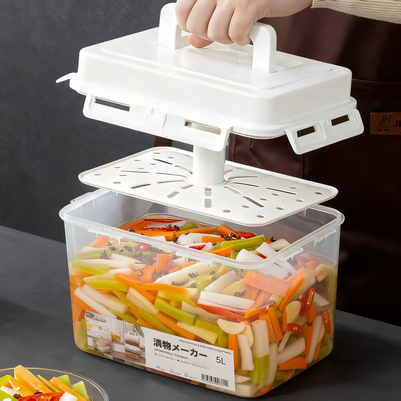 日本泡菜密封保鲜盒食品级冰箱专用咸菜罐腌菜收纳辣白菜腌制容器