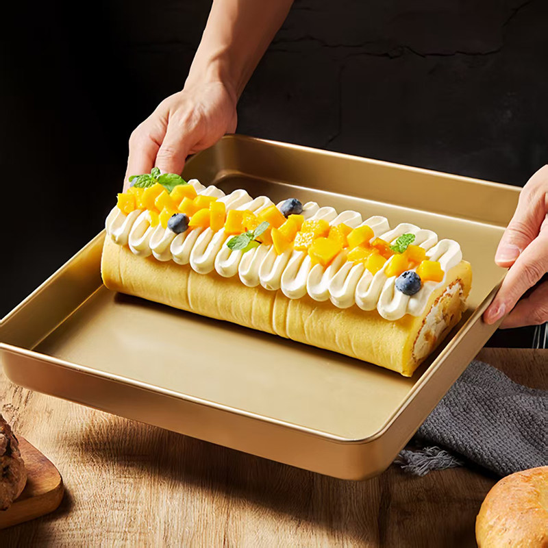 日本方形烤盘烘焙专用蛋糕卷工具烤箱毛巾卷饼干家用加高面包模具
