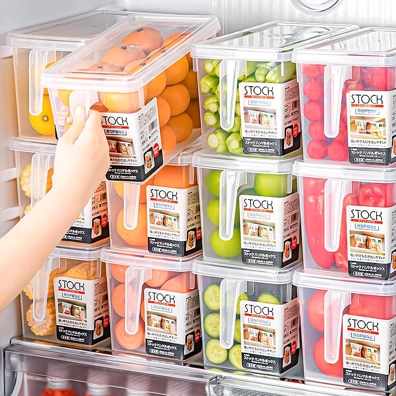 日本带把手冰箱收纳盒食品级沥水蔬菜水果鸡蛋保鲜厨房储物整理筐