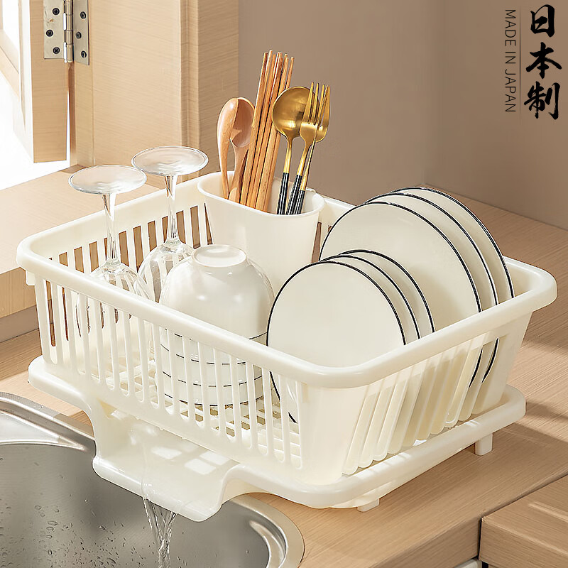日本进口碗碟收纳架家用厨房碗盘架塑料碗碟沥水架台面碗筷收纳盒