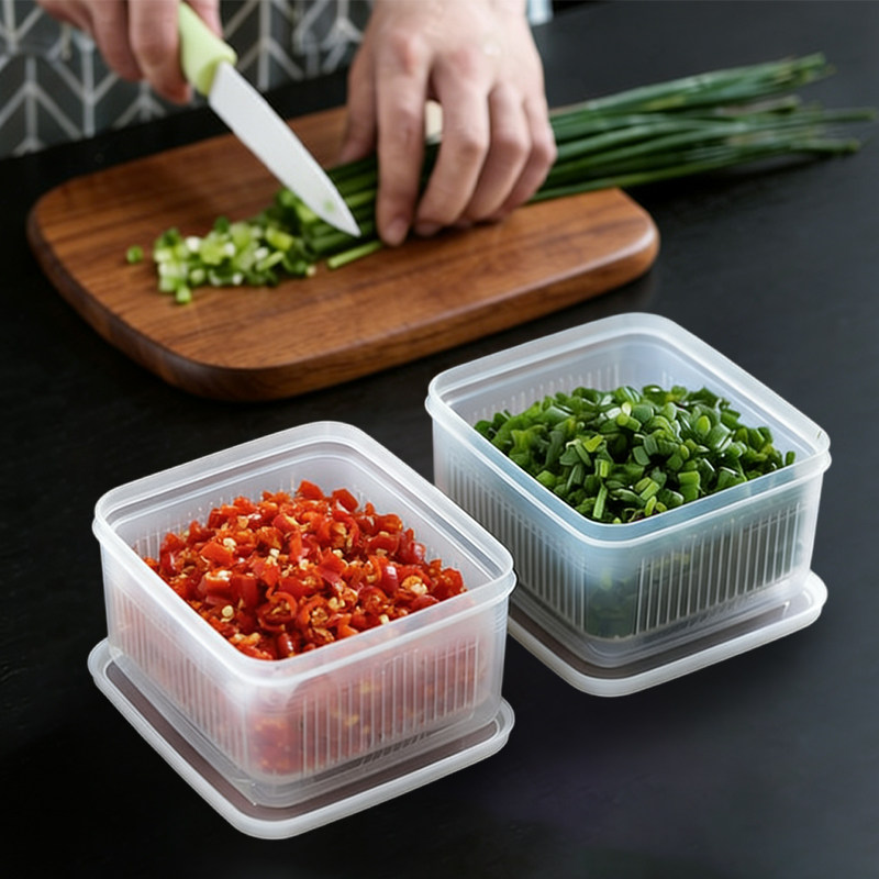 日本进口葱花保鲜盒可沥水厨房冰箱塑料生姜大蒜收纳盒食品密封盒,收纳整理,食物收纳盒,淘宝优惠券,粉丝福利购,淘宝优惠卷