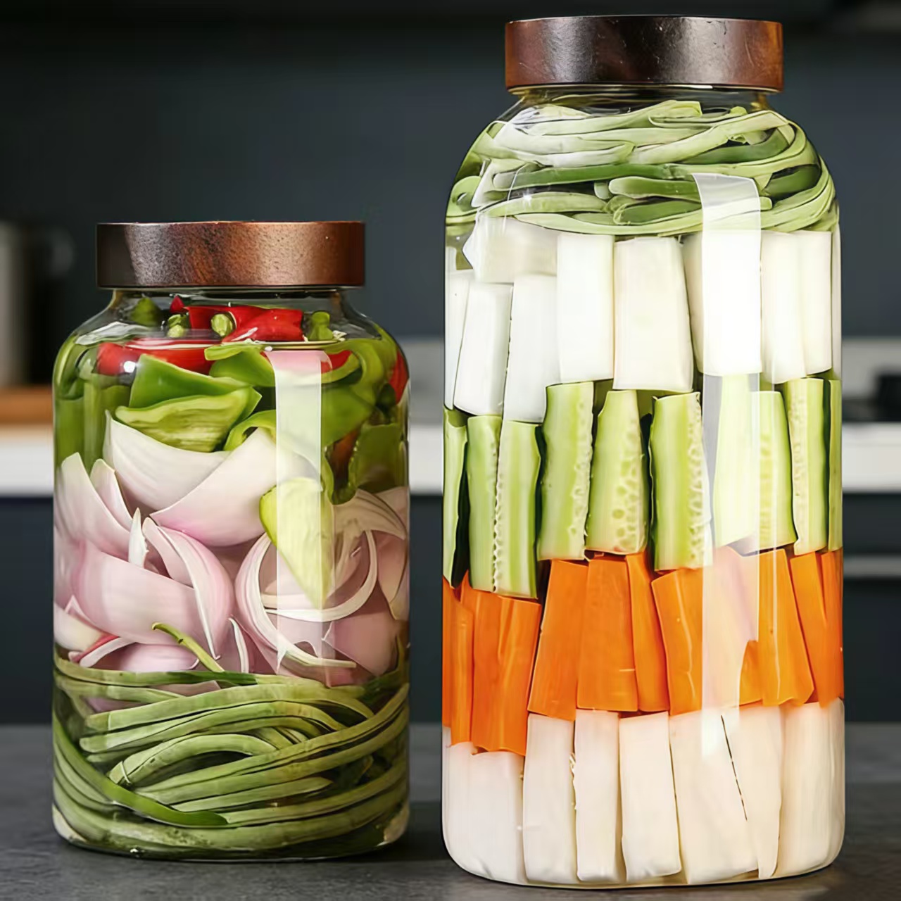 日本高硼硅玻璃泡菜坛子家用密封罐腌制咸菜瓶罐大号食品级酸菜缸