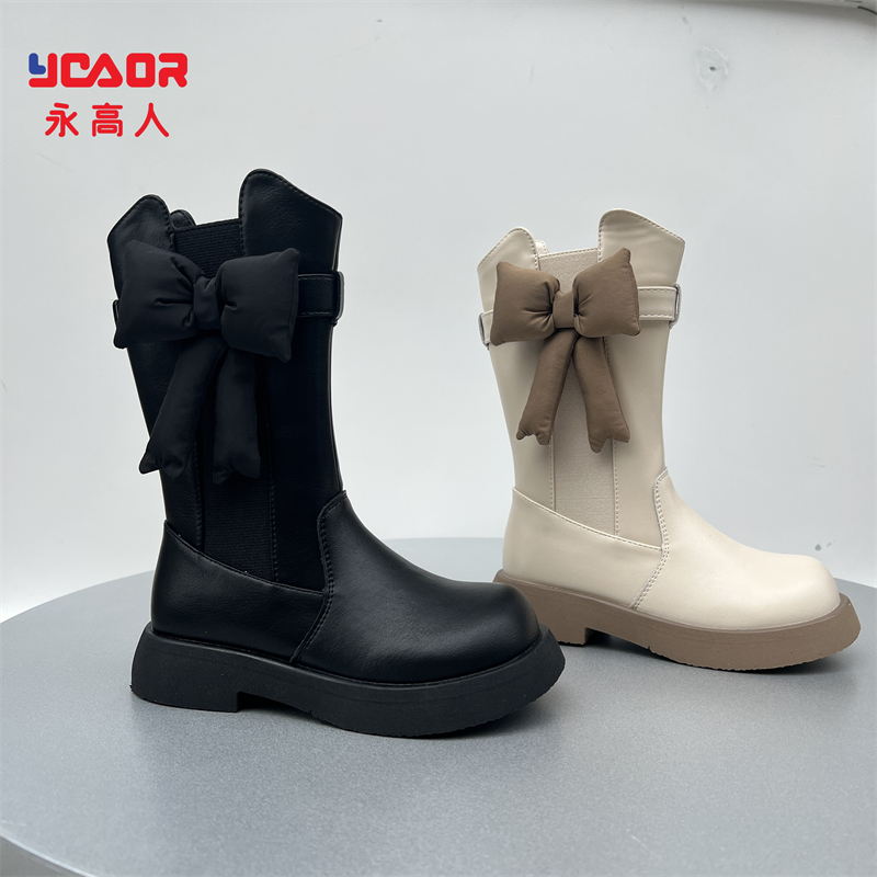 永高人2023冬季二棉加绒[31-37]女童高筒靴子英伦公主长靴D33S12