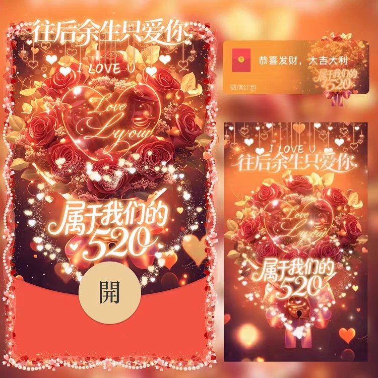 属于我们的520我爱你微信红包封面序列号情人节浪漫告白VX皮肤