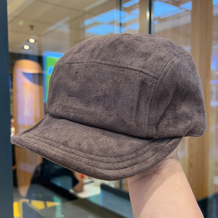 日系复古咖色软檐棒球帽秋冬小众纯色五片帽男女款时髦报童鸭舌帽