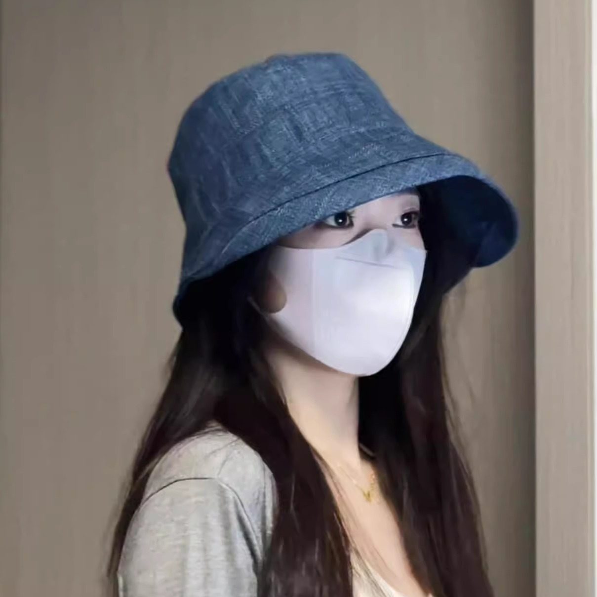 日系高品质透气棉麻卷边渔夫帽女