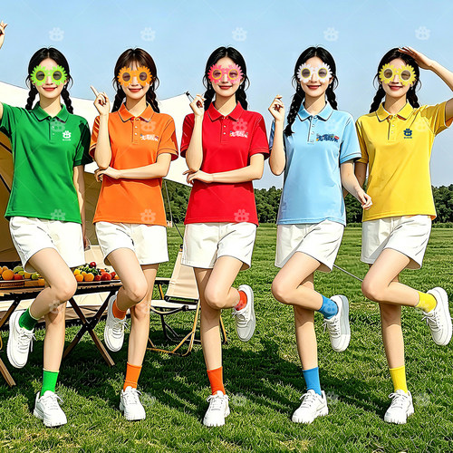 彩色POLO衫T恤团建出游聚会衣服