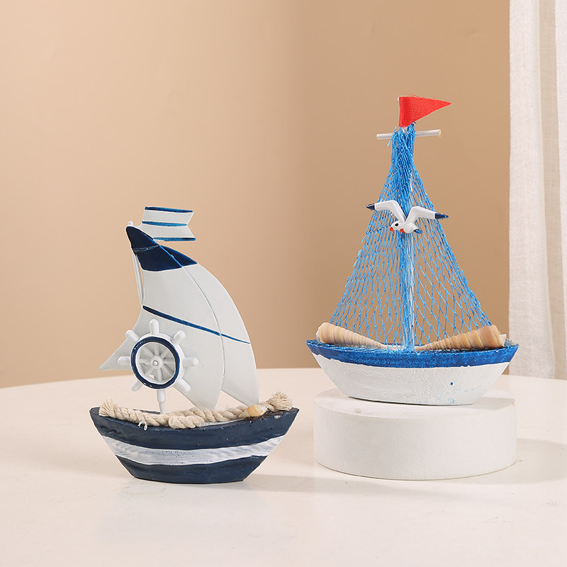 一帆风顺木质小帆船摆件家居客厅玄关电视酒柜装饰品办公室工艺品