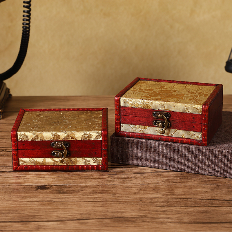 复古方形木质桌面收纳盒