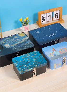 首饰储物盒上锁私密保险盒密码锁铁盒子小型化妆品整理收纳箱带锁