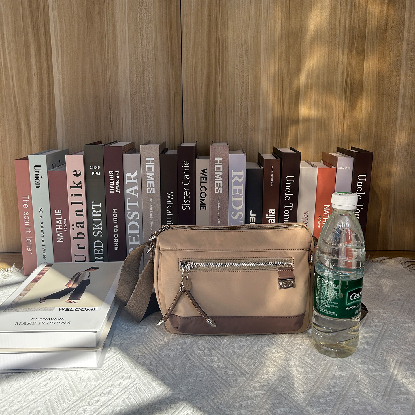 EPOL简约时尚小方包女轻便斜挎单肩包百搭休闲女包防泼水尼龙布包