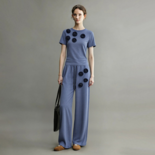 超洋气运动套装 新款 可拆卸立体花朵短袖 T恤休闲两件套 女2026夏季