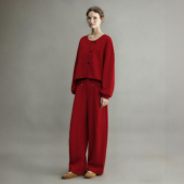 休闲运动装 一整套新年战袍加绒红色两件套 女2025新款 超好看深冬装