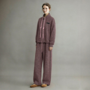 高端精致套装女2026早春新款千鸟格拉链运动卫衣阔腿裤休闲两件套